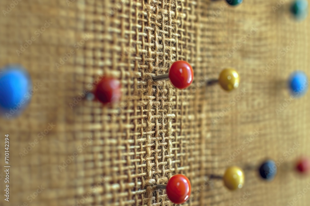 Poster A close-up view of a wall covered in a bunch of pins. Perfect for adding a decorative touch or organizing important notes and reminders