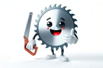 3d saw character with a smiling face on a white background. ai generative
