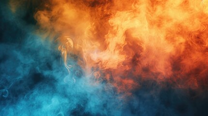 A close-up view of a fire with smoke billowing out. Perfect for adding a touch of warmth and ambiance to any project - obrazy, fototapety, plakaty