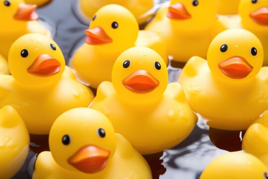 yellow rubber ducks in water