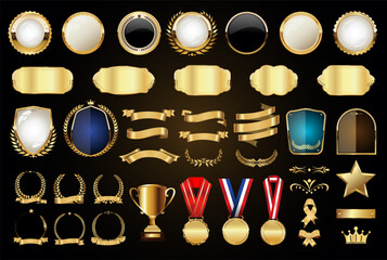 Luxury gold and silver design badges and labels collection 