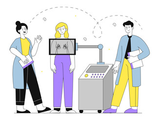Mammologist with patient vector linear