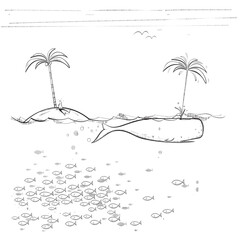 Sperm whale and desert island