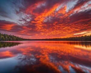 Fiery Sunset Reflections on Water