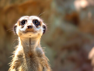 Fototapeta premium Portrait of a meerkat in its natural habitat.