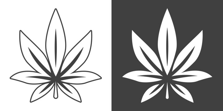 Cannabis Leave Icon. Hemp, Cannabis Leaf Silhouette, Flat Icon Closeup Isolated. Growing Medical Marijuana. Vector Illustration