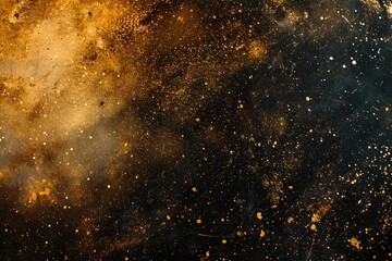 Fototapeta na wymiar A close-up view of a black and gold dust cloud. Perfect for adding a touch of elegance and mystery to your designs