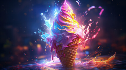 a sweet and colorful splash of ice cream - obrazy, fototapety, plakaty