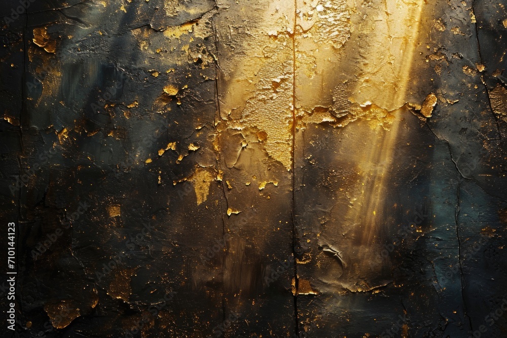 Poster Close up view of a metal surface with peeling paint. Suitable for various design projects and textures