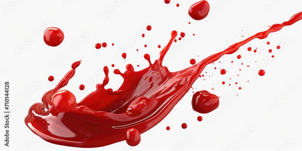Poster A striking image capturing a splash of vibrant red liquid on a pristine white surface. Perfect for advertising, product promotion, or artistic projects