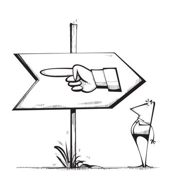 Man and wrong way direction arrow