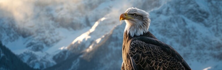 Fototapeta premium An eagle in a front of the mountains