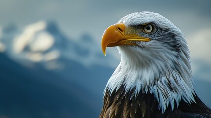 Fototapeta premium Bald Eagle near Mountains