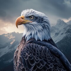 Eagle Soaring Above Majestic Mountain