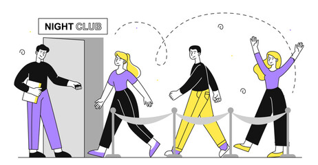 Nightclub queue vector linear