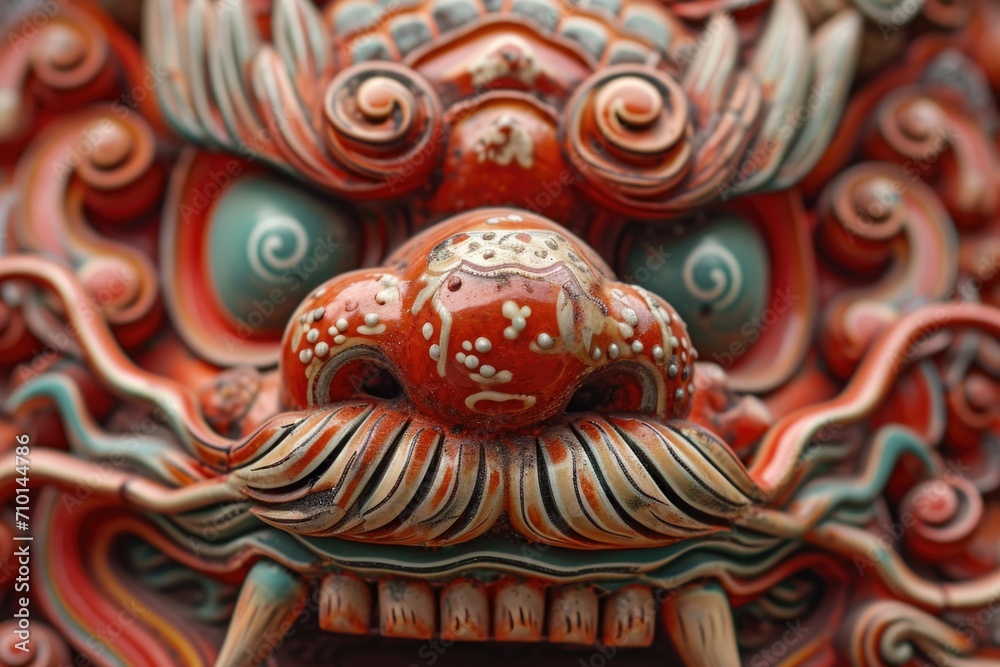 Poster A detailed close-up shot of a statue depicting a face. This image can be used to add a touch of elegance and artistry to various projects