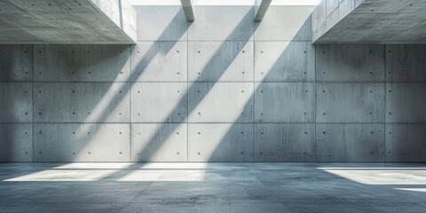 A room with concrete walls and a skylight. Perfect for industrial or minimalist design concepts
