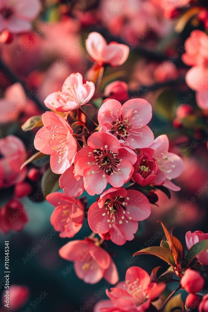 Poster a close-up shot of a bunch of pink flowers. perfect for adding a touch of color and beauty to any pr