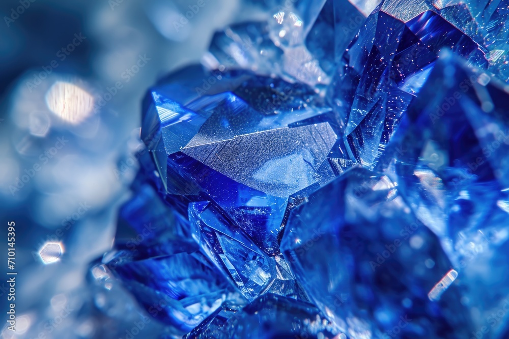 Poster a close-up view of a bunch of blue crystals. this image can be used for various purposes