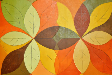 Leaf design 1970s interior wallpaper, surface material texture
