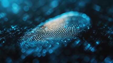 A single fingerprint is displayed on a vibrant blue background. This image can be used in various contexts - Powered by Adobe