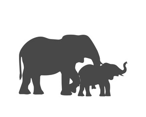 Fototapeta premium elephant silhouette isolated on white elephant safari 