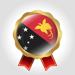 Creative Papua New Guinea Flag Label Vector Design