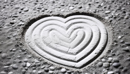 Naklejka premium Love symbol in nature, heart shaped stone on wet sand generated by AI