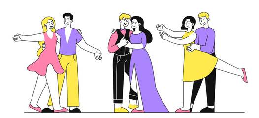 Set of dancing couples vector linear