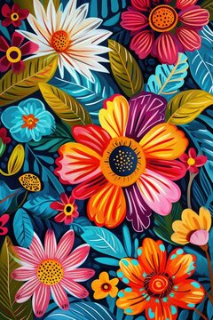 Colorful flower background with large flower