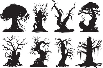 Set Trees. Hand drawn vector illustration