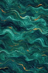 Painting of Green and Yellow Waves