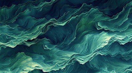 Green waves seamless pattern background - obrazy, fototapety, plakaty