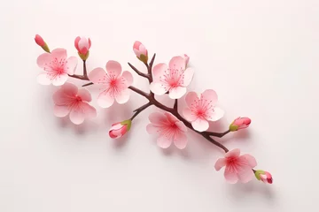 Foto op Canvas Simple and cute 3D cherry blossom branch illustration. © darshika