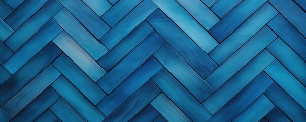 Azure oak wooden floor background. Herringbone pattern parquet backdrop