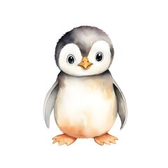 Adorable little penguin for kid watercolor, AI generated.