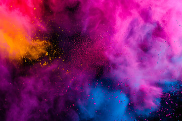 Colorful clouds of Holi Powder, famous Hindu Celebration - multicolor dust background
