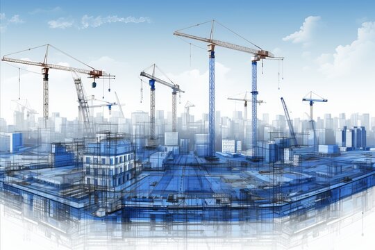 Construction site blueprint. abstract concept with architectural and engineering design