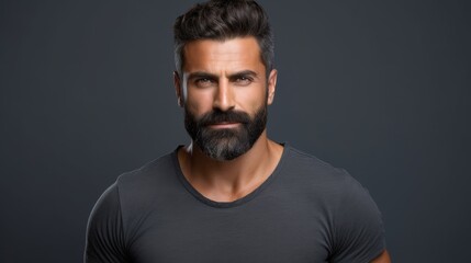 Fototapeta premium Well groomed bearded man over 45 years old. Beard style for men. Concept for men's mustache and beard hair care. Senior age model men