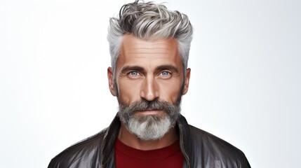 Well groomed bearded man over 45 years old. Beard style for men. Concept for men's mustache and beard hair care. Senior age model men