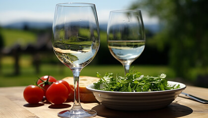 Freshness of summer, wine, food, nature, , generated by AI