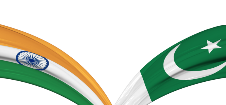 India and Pakistan flag design on white background