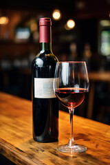 Luxury wine bottle on table, glass of , generated by AI