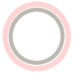 Naklejka premium Round Pink and Gray Watercolor Circle Frame on a White Background