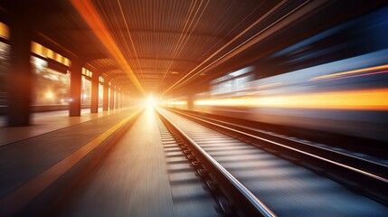 Fototapeta na wymiar Motion blur train track background 