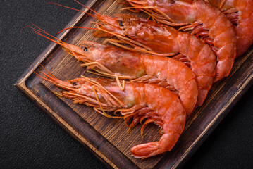 Tiger shrimp or langoustine boiled with spices and salt