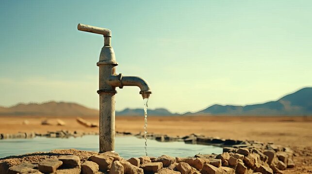 Water shortage concept video, water crisis, faucet with no running water. 