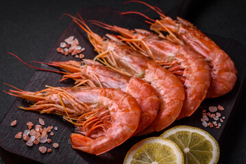 Tiger shrimp or langoustine boiled with spices and salt