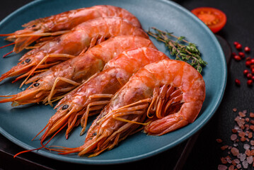 Tiger shrimp or langoustine boiled with spices and salt