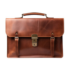 A Professional Leather Briefcase.. Isolated on a Transparent Background. Cutout PNG.